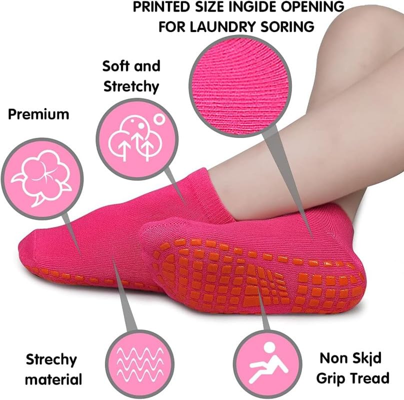 Socks with Grips Ankle Socks for Toddler Low Cut Athletic Socks for Sports Games_10-15 Years_Multi_3 3