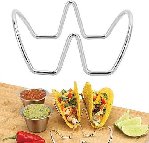 Miniatura 5 de Fdit Soporte para taco, soporte para tacos en forma de U, acero inoxidable antideformación para fiesta en casa, rollo de panqueques (11)
