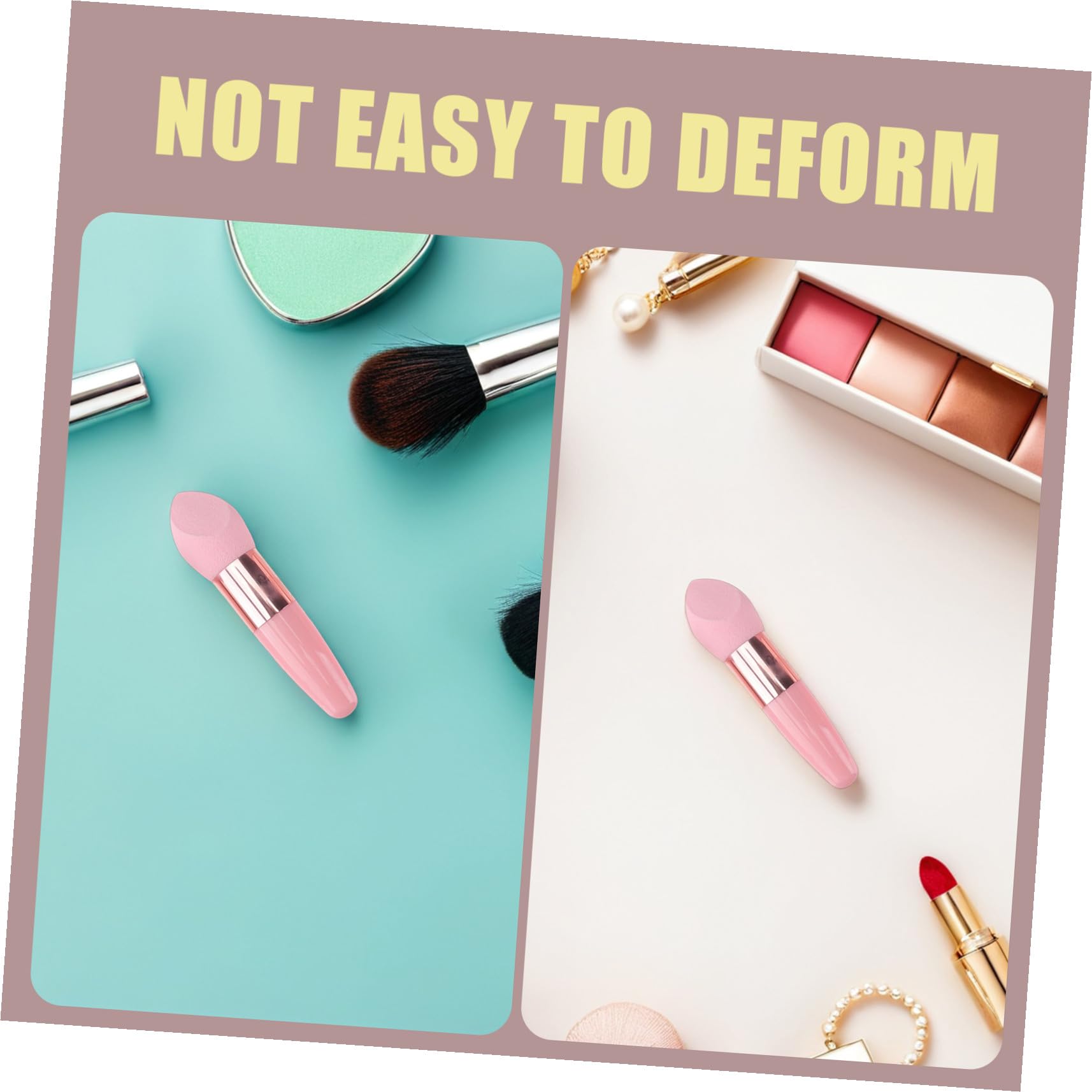 Mikikit Set 2 Pennelli Make Up Spugnetta in Lattice Porpora, Strumento Multiuso per Correttore e Blush Manico Ergonomico e Design Portatile