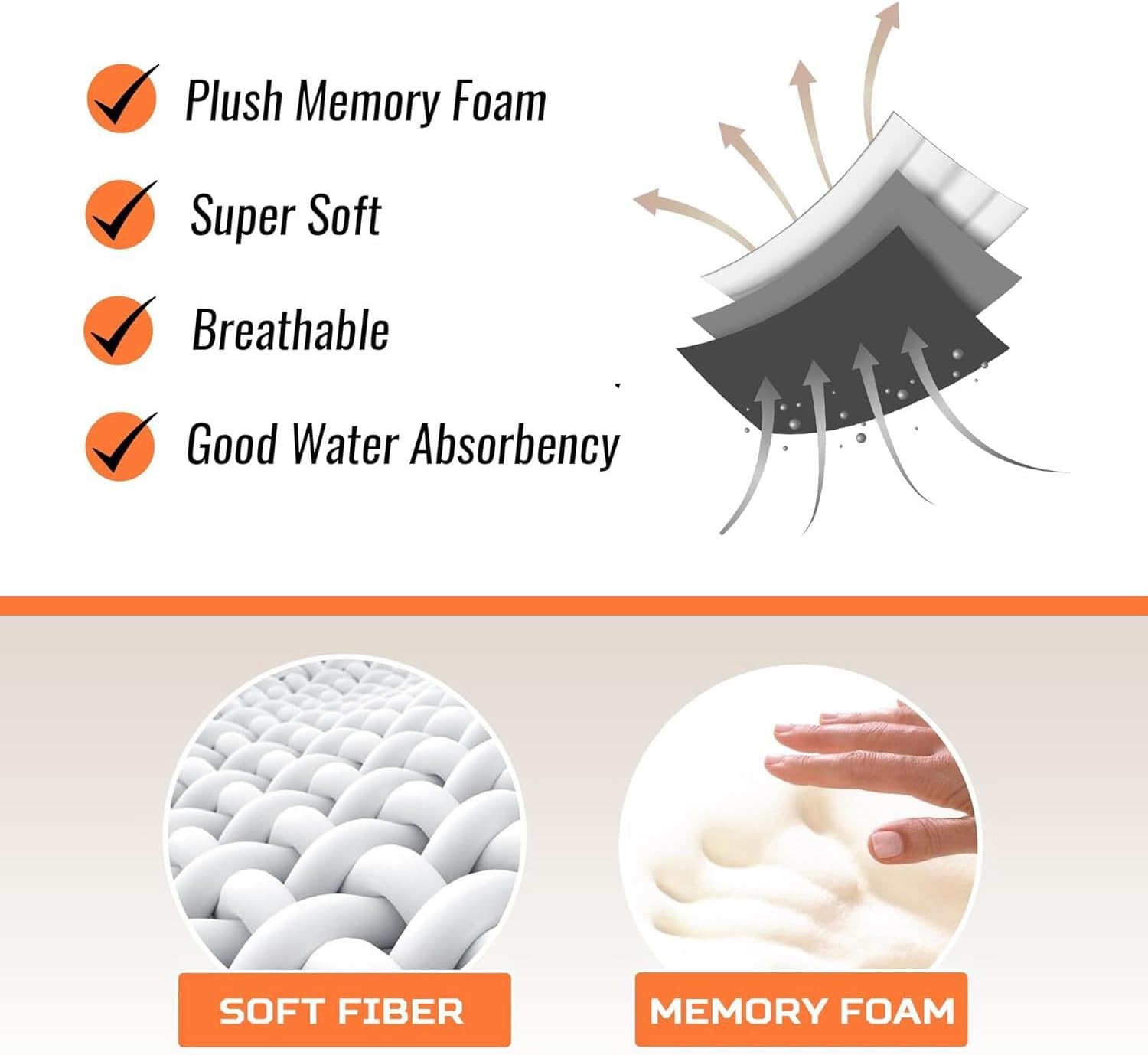 3-Piece Bathroom Rug Set - Memory Foam Bath Mats, Ultra-Soft, Water Absorbent, Machine Washable Brown Bathroom Rugs - Image 6