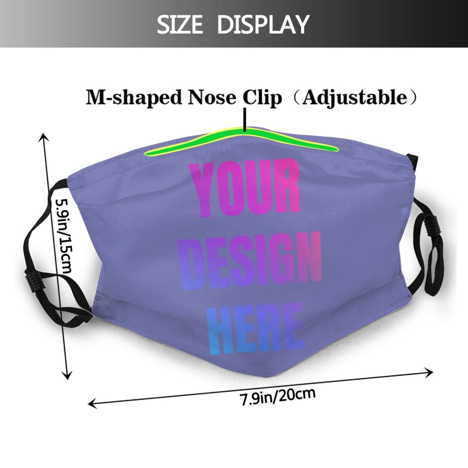 Custom Face Mask Personalized with Your Design Image Text Logo Adjustable Washable Reusable Men Women Ski Mask Mouth Cover Violet