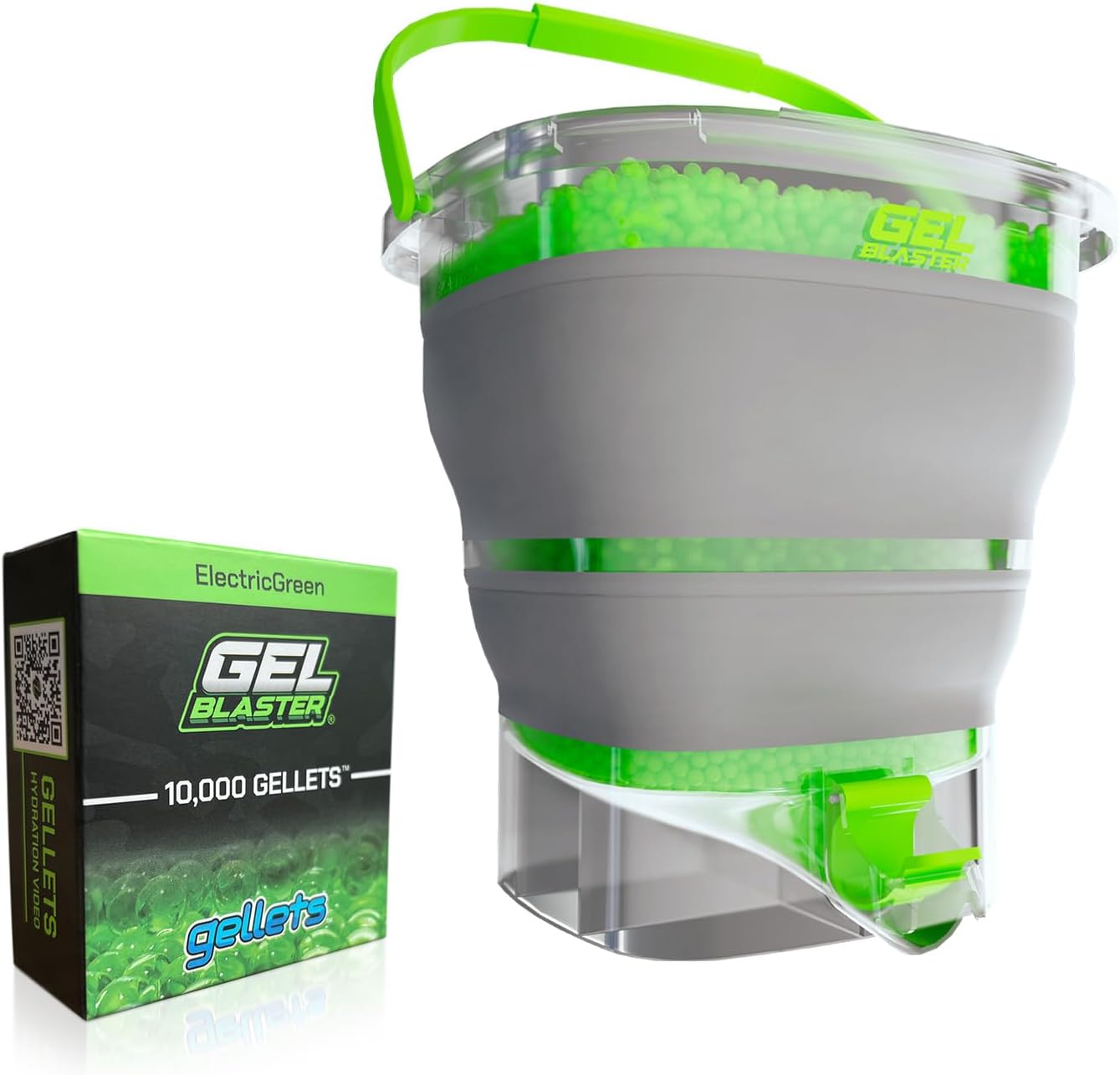 Old Version Gellet Depot - Collapsible Ammo Tub - Fast Loading Nozzle & Built-in Strainer - Hydrates & Stores 10,000+ Gellets - Space Saving Design