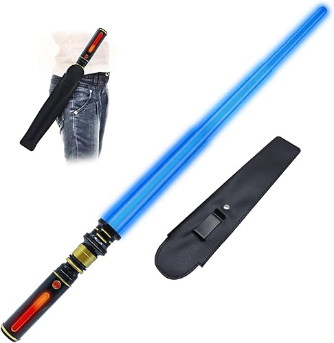 Sable iluminado para niños, sable de luz azul con sonido FX, juego de espadas de luz expandibles para guerreros de guerra de galaxia, fiestas de