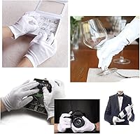 Vista 2 de Guantes de algodón blanco, 12 pares, adecuados para cosméticos hidratantes de manos secas, hidroterapia de manos, inspección de monedas de joyería