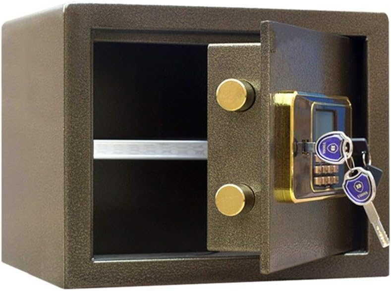 Steel 30cm High Intelligent Deposit Box Small Fingerprint Password for Storing Valuables (Color Bronze,Size : 30x30x30cm) Safe