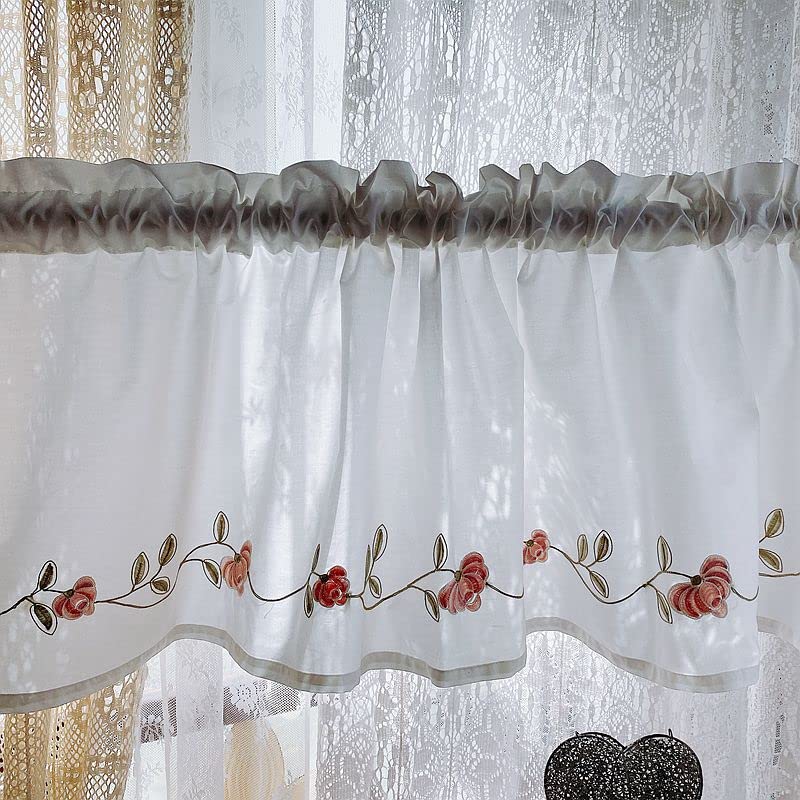 Visillos cortos de gasa blanca estilo granja para ventanas de baño 2