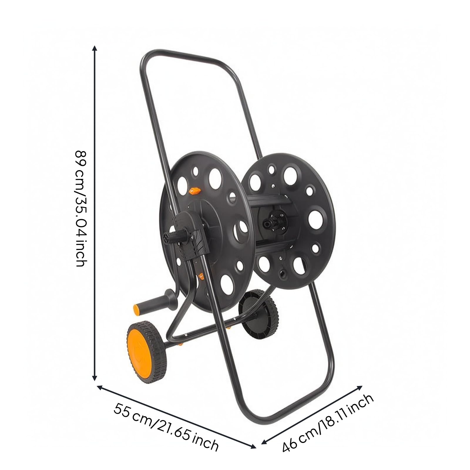 Baoblaze Avvolgitubo da Giardino Carrello Tubo in Metallo Carrello Avvolgitubo Organizzatore Bobina con Manico E Ruote per Riordino Tubo E Movimentazione Facile 100 M Adatto per Giardino