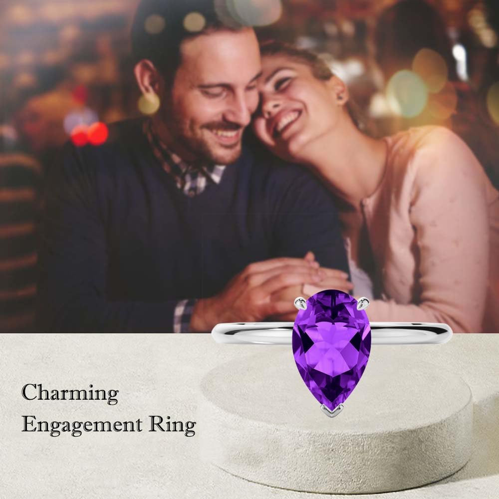 Aihpos 1ct 1.5ct 2ct Gemstone Women's Engagement Rings - Pear Birthstone Ring White Yellow Rose 10K 14K 18K Gold 925 Sterling Silver Proposal Statement Anniversary Promise Ring for Her