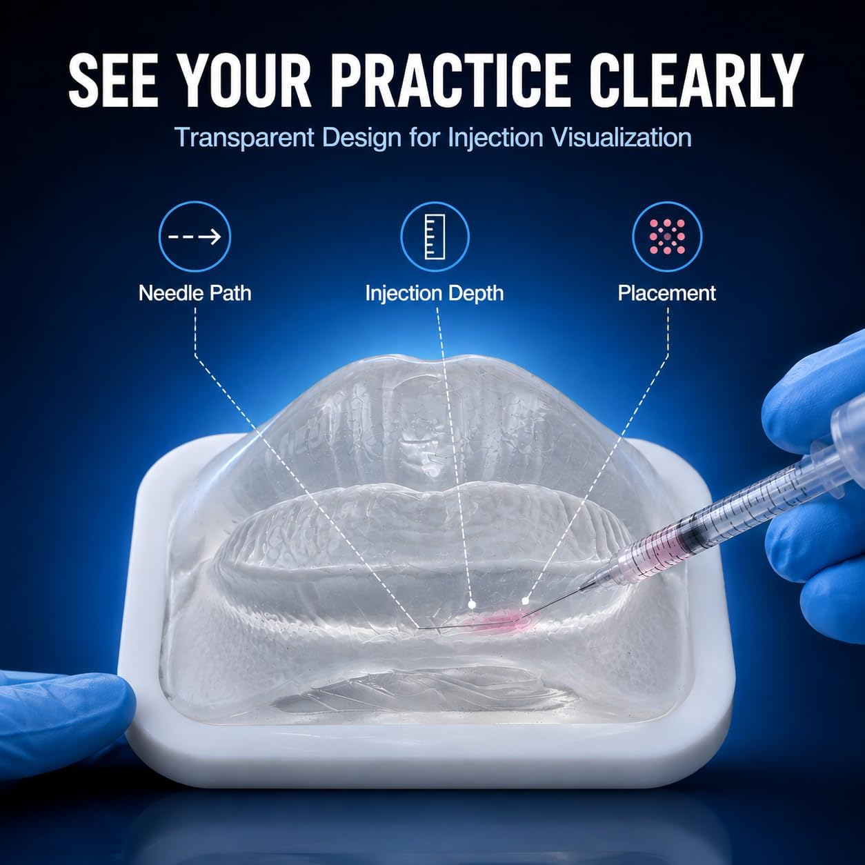 Transparent Lip Practice Model for Cosmetology Training, Soft TPE Lip Mannequin Teaching Aid for Beauty School, Aesthetic Practice and Facial Skill Simulation