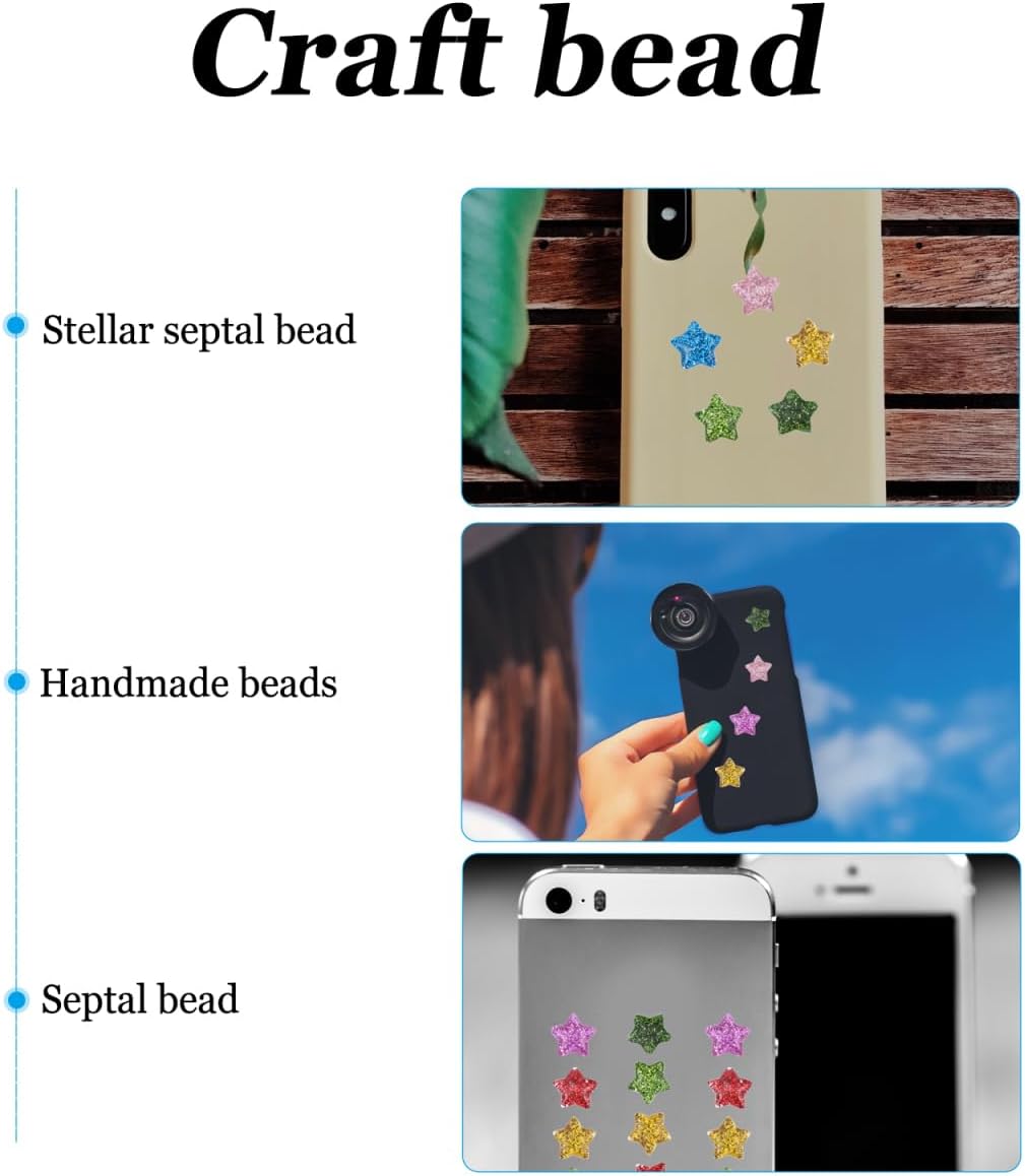 Flat Back Resin Charms 60Pcs Resin Glitter Star Cabochons Star Shape Beads Charm Embellishments for Christmas DIY Craft Scrapbooking, Phone Case, Nail Art, Jewelry Making (Random Color) - Image 8