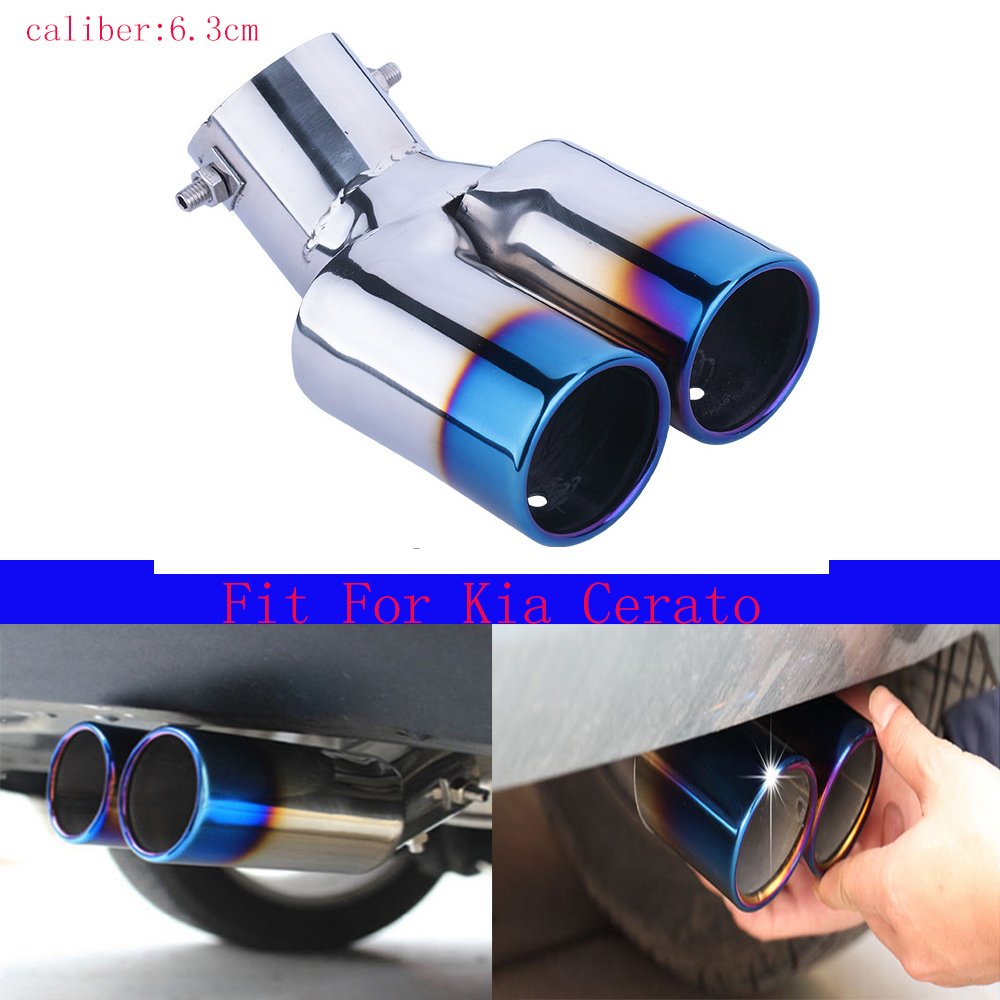 Brand new round stainless steel chromium tail muffler tail pipe half blue Fit For Kia Cerato 2010 2011 2012 2013 2014 2015 2016 2017 2018 2019