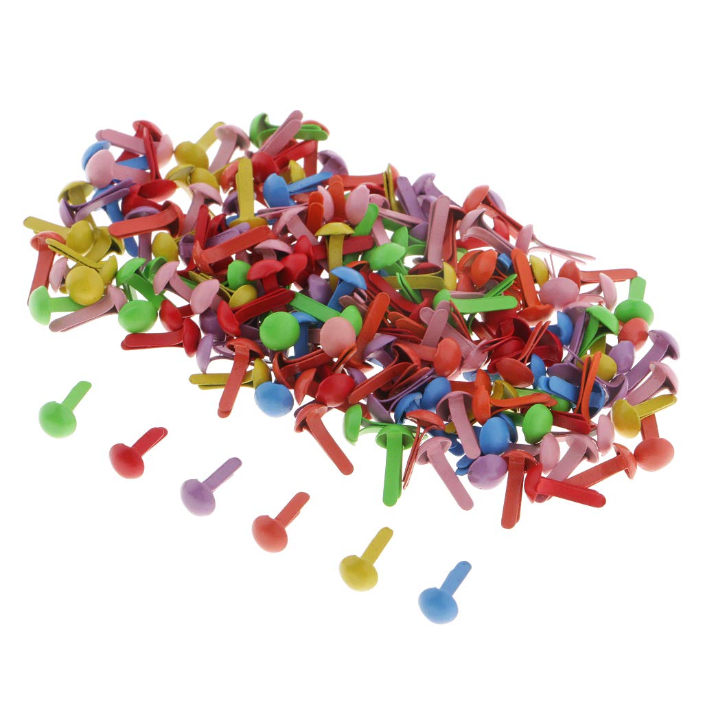 200x Metal Round Head Brads Paper Craft Scrapbook Fasteners Multicolor
