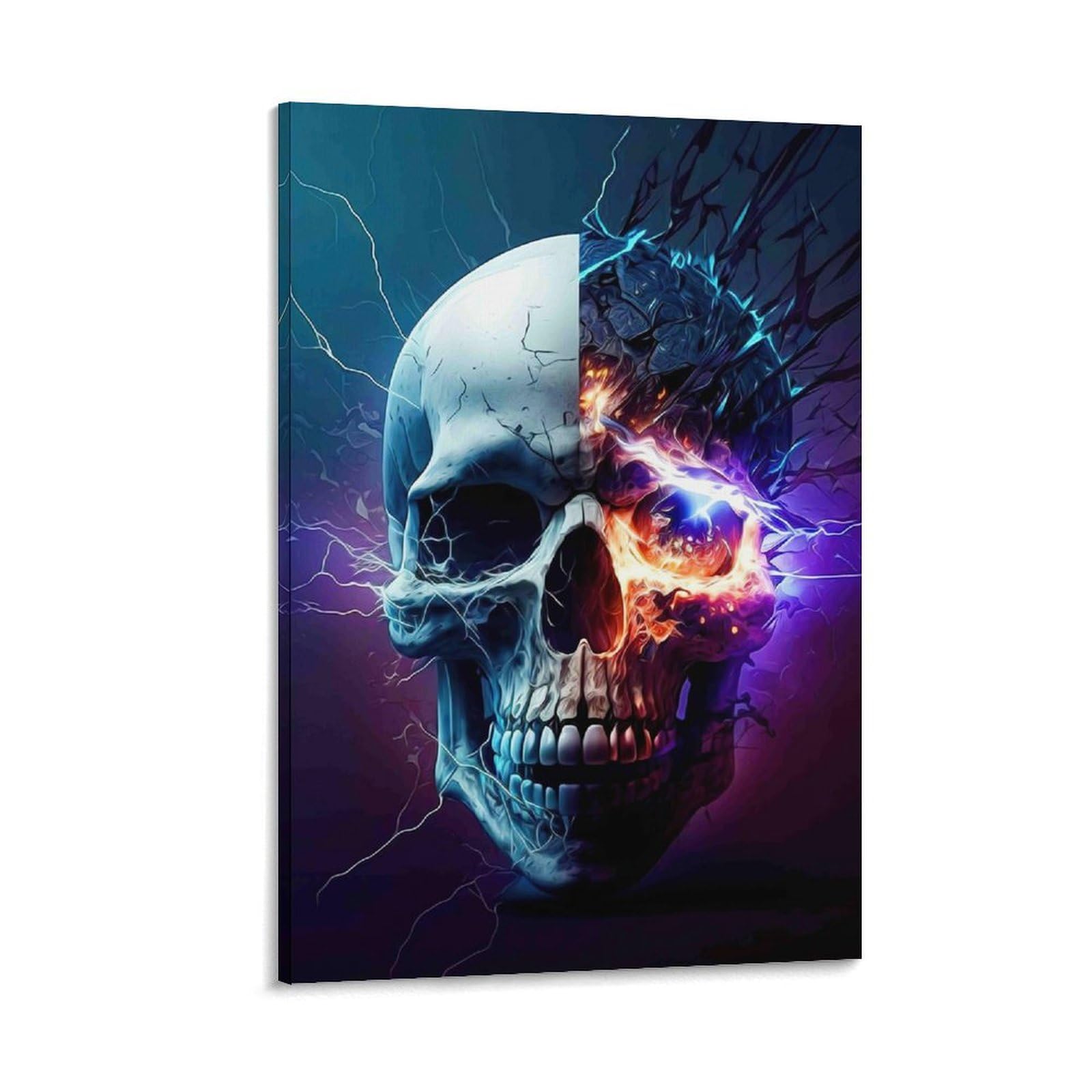 DHBANEIOK Electric Skull Art_2_1 Poster Artwork Canvas Prints Picture Modern Wall Art Picture Wall Hanging for Office Gym Living Room Decor 24x36inch(60x90cm)