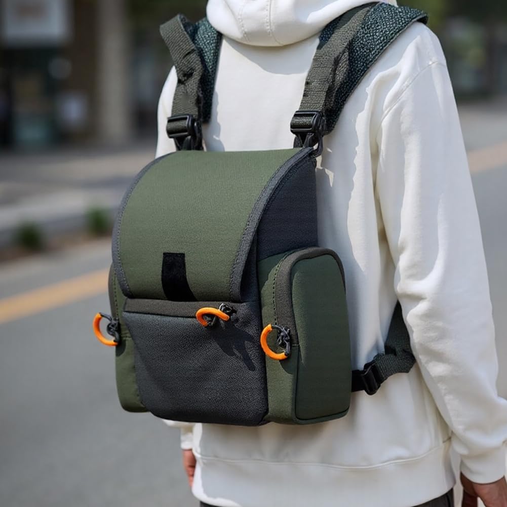 Paquete de Cofre del arnés Binocular con Bolsillo y Cubierta de Lluvia para Caza (Verde)