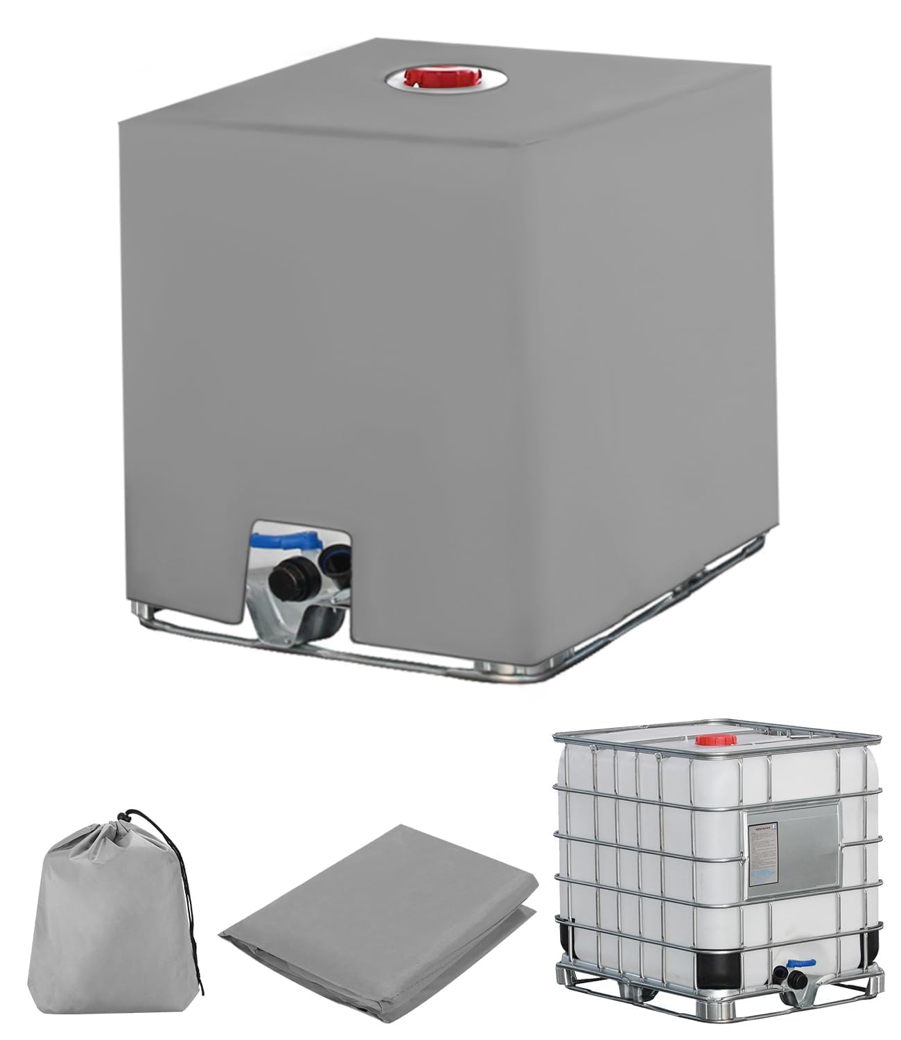 Bâche pour cuve 1000L IBC de récupération d'eau de pluie 120cm