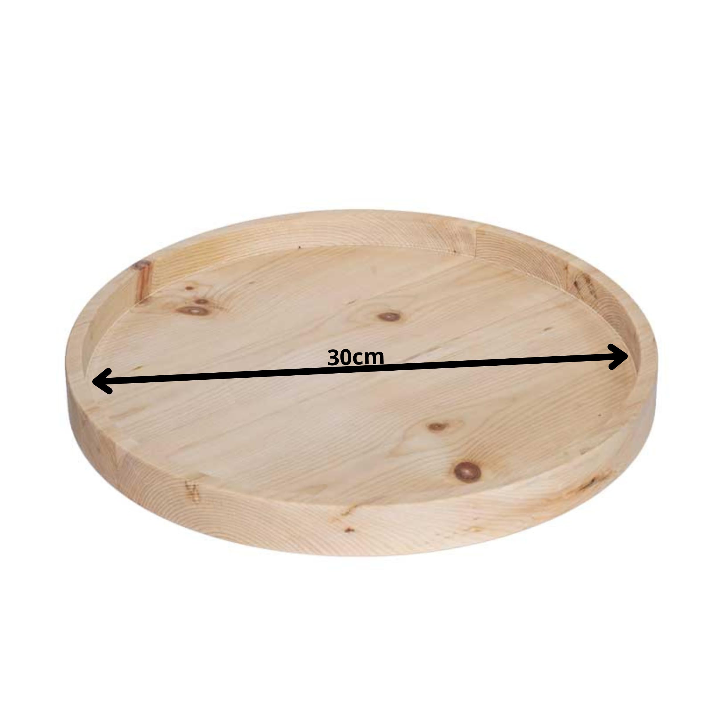 Generisch ZirbenShop Zirben-Schale zum Dekorieren, 30 cm ø, Randhöhe ca. 2,7 cm, Holztablett rund, Natur (Ohne Gravur)