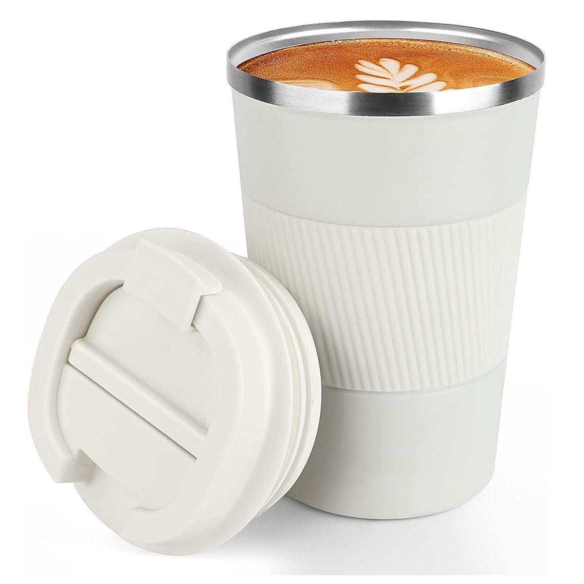 FGOGO380ml/14oz Travel Coffee Mug,Stainless Steel Vacuum Insulated Coffee Mug With Lid,Leakproof Double Walled Reusable Hot/Ice Drinks Coffee Tumbler Cup For Home Office Outdoor Works