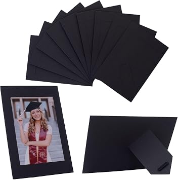 Meonua 4 x 6 Paper Picture Frames,Cardboard Photo Frame with Easel,Standing Paper Frames Bulk for DIY,Crafting,Classroom,Wedding,Graduation50Count,Black
