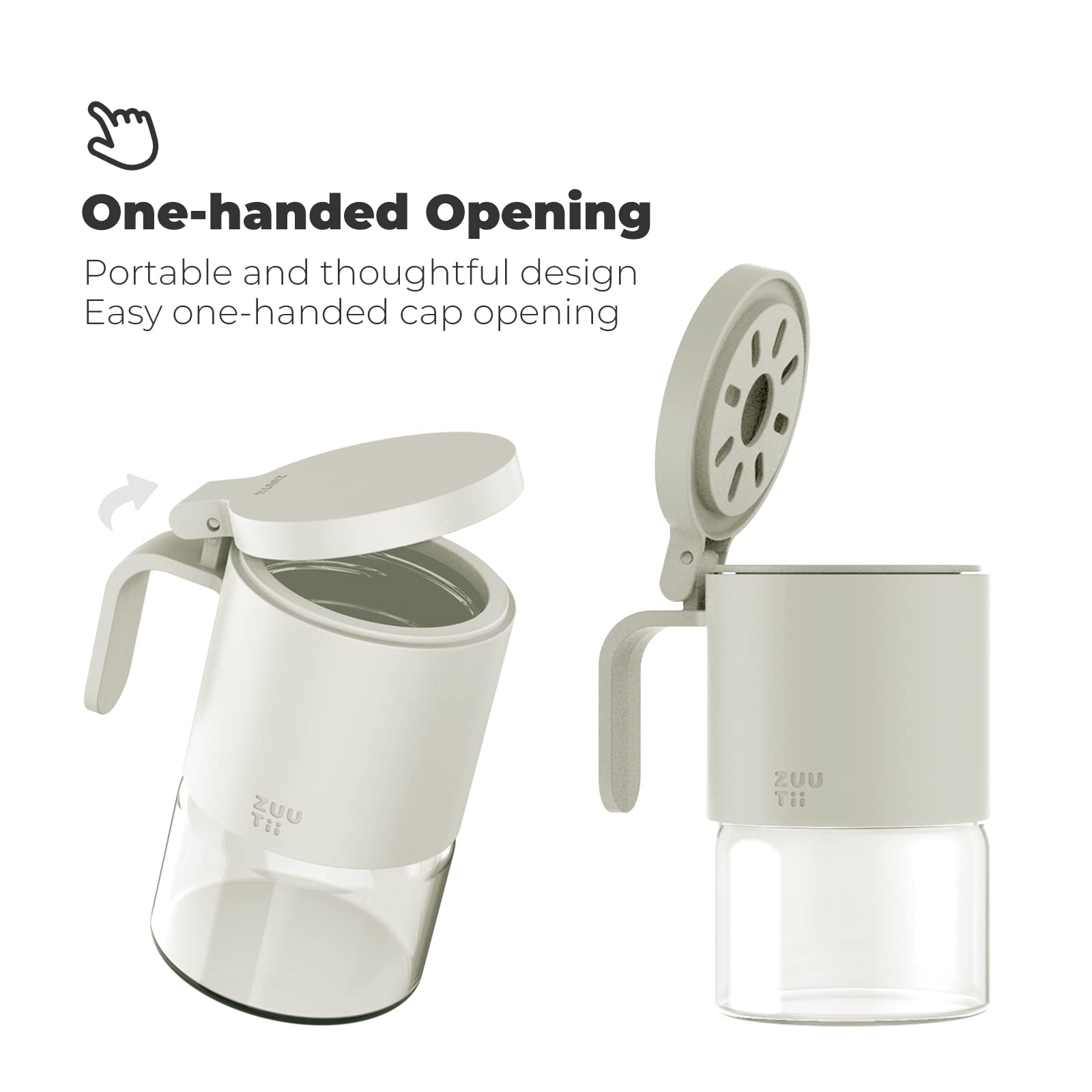 Zuutii Tarros de cristal para especias a prueba de humedad con cucharas, juego de 2 botellas de especias de 10 onzas300 ml, mini frascos de almacenamiento de condimentos con tapas para sal, azúcar,