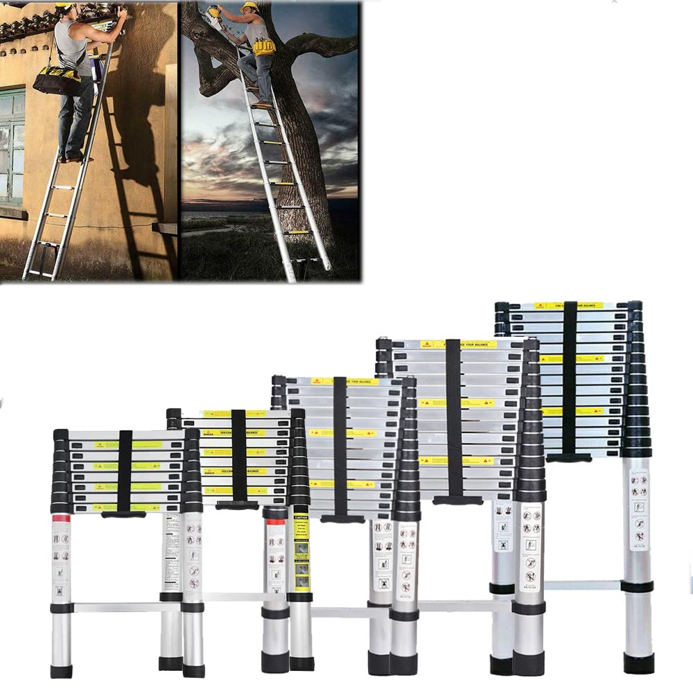 Telescopic Ladder 4.4m Aluminium Folding Telescopic Ladder Portable Extendable Aluminium Ladder 150kg Load Capacity