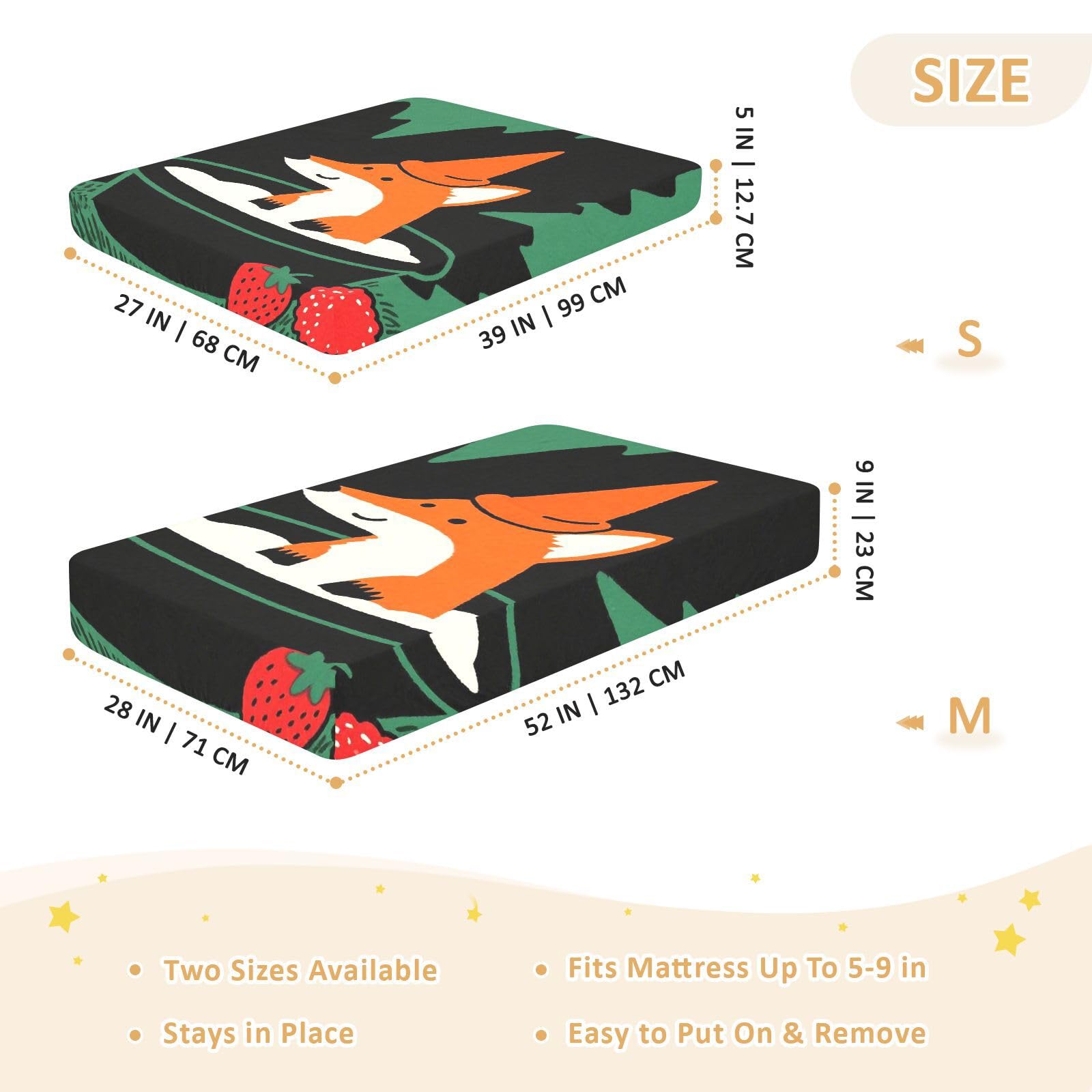 Green Fox - Lenzuola per culla in cotone, ultra morbide, confezione da 1