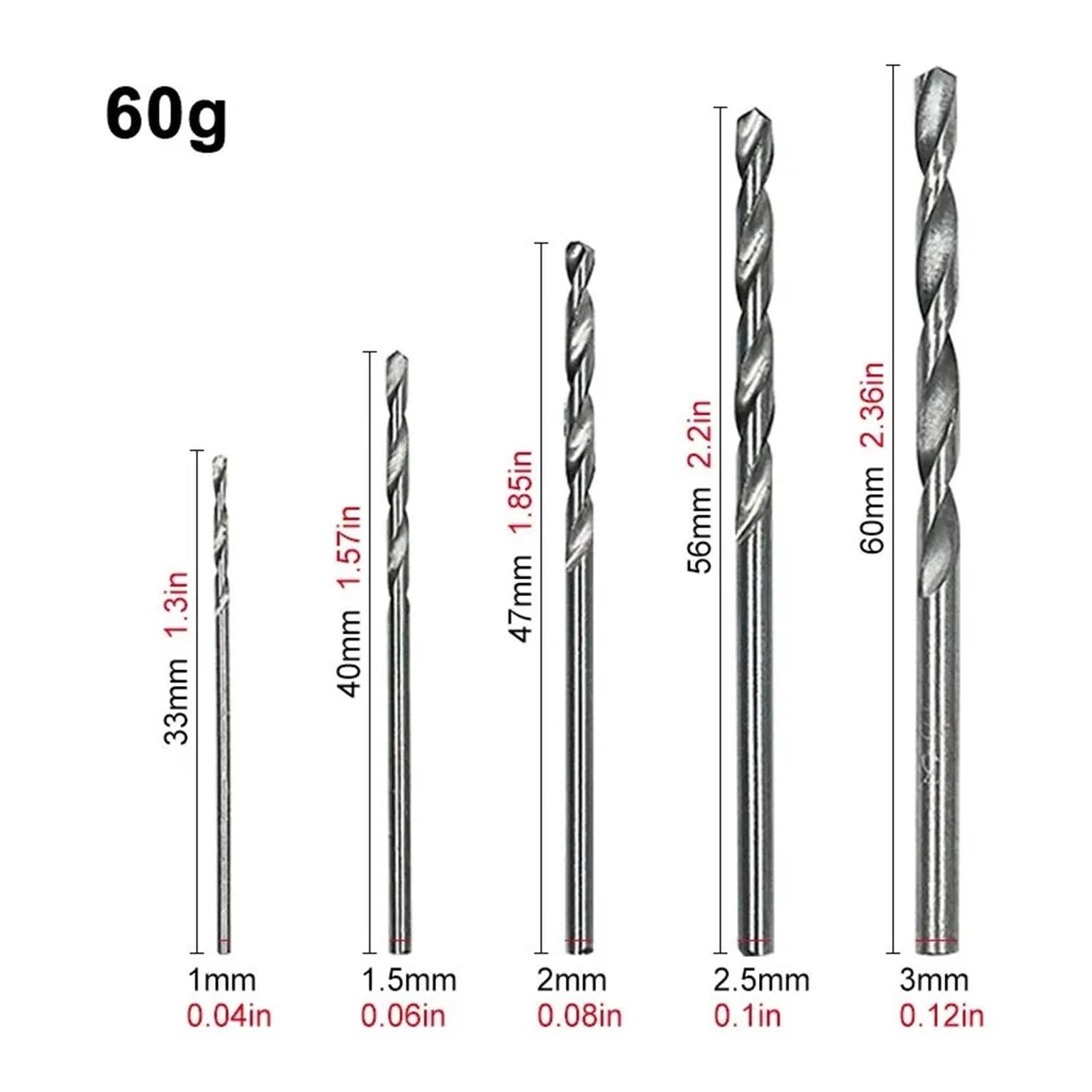 Set di punte elicoidali da 100 pezzi 1-3mm, micro punte in acciaio ad alta velocità per trapano elettrico a mano, lavorazione del legno fai da te e accessori per utensili domestici(1mm-3mm(200pcs))