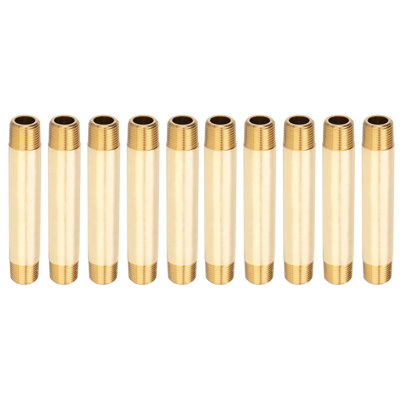 PATIKIL 10Pcs Raccordo Filettato Maschio In Ottone 3/8" x 3/8" NPT Lungo 4" Con Filettatura, Colore Ottone