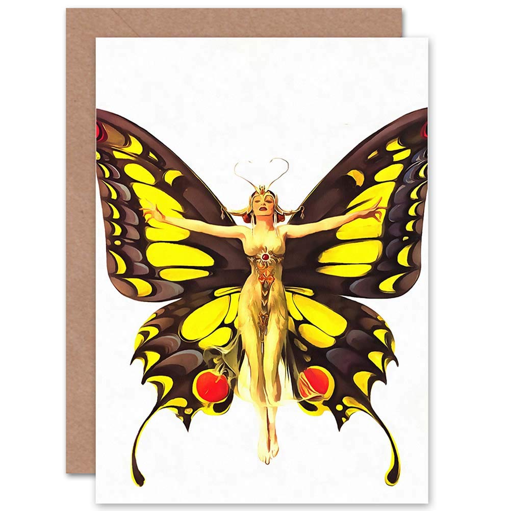 Wee Blue Coo MAGAZINE 1922 LIFE BUTTERFLY DANCER FINE BIRTHDAY BLANK GREETINGS CARD