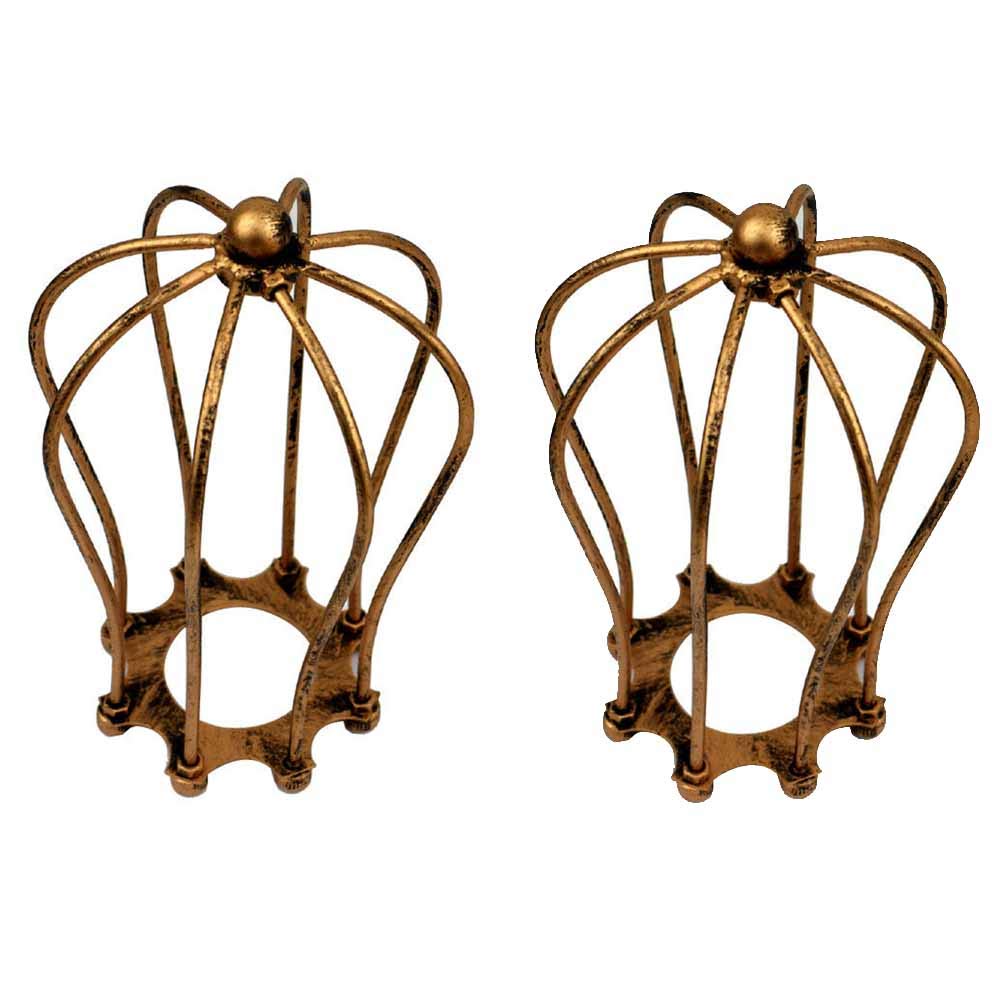 Modern Vintage Industrial Brushed Copper Metal Wire Cage Loft Pendant Lamp Ceiling Light Shade Retro Small Hanging Lighting Fixture E27 Socket (2 Pack)
