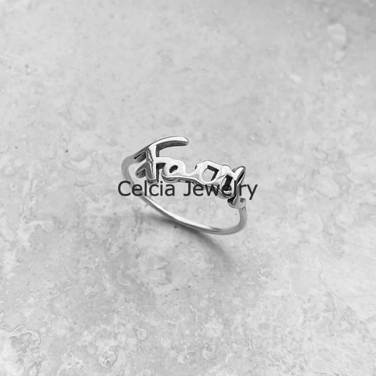 Anillo de fe de plata de ley 925 pura, anillo delicado, anillo bohemio, anillo religioso, anillo exclusivo, anillo bohemio, anillo de declaración clásico, anillo único del día de la madre