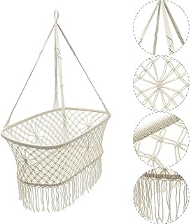 Silla Colgante con Hamaca Colgantes Blancos Cuerda Macrame Silla Hamaca Columpio Nursery Cuna Silla de la Hamaca Cuna Mecedora (Color : Beige, Size : 42x74cm)