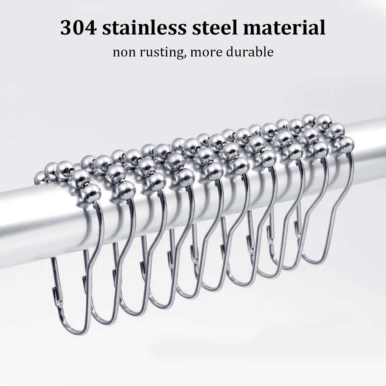 12 Stück Duschvorhangringe Edelstahl - Silber Vorhangringe Mit Kugelgleiter