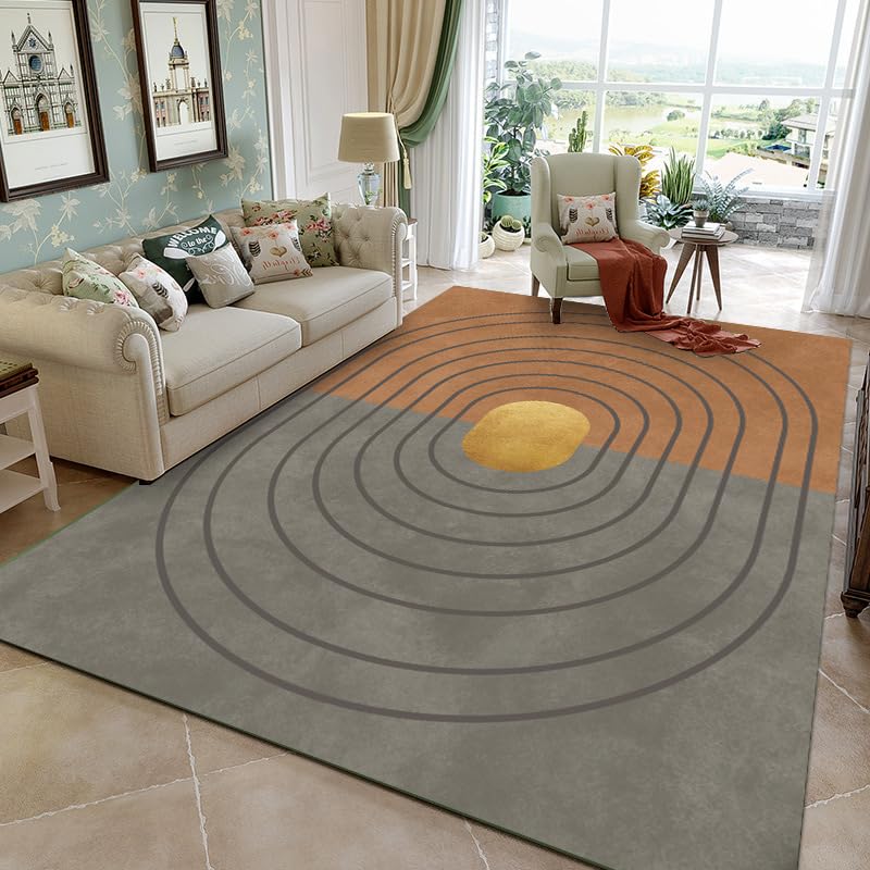 Tapis salle a manger lavable et anti-glisse gris 160x280cm géométrique salon
