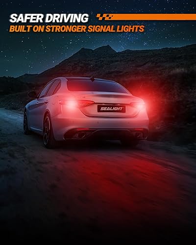 Miniatura 6 de SEALIGHT - Bombillas LED para luz de freno, 3157 LED rojas 3057 4157 T25 3156 para luz trasera, 2600 lúmenes rojos, luz trasera con lentes de