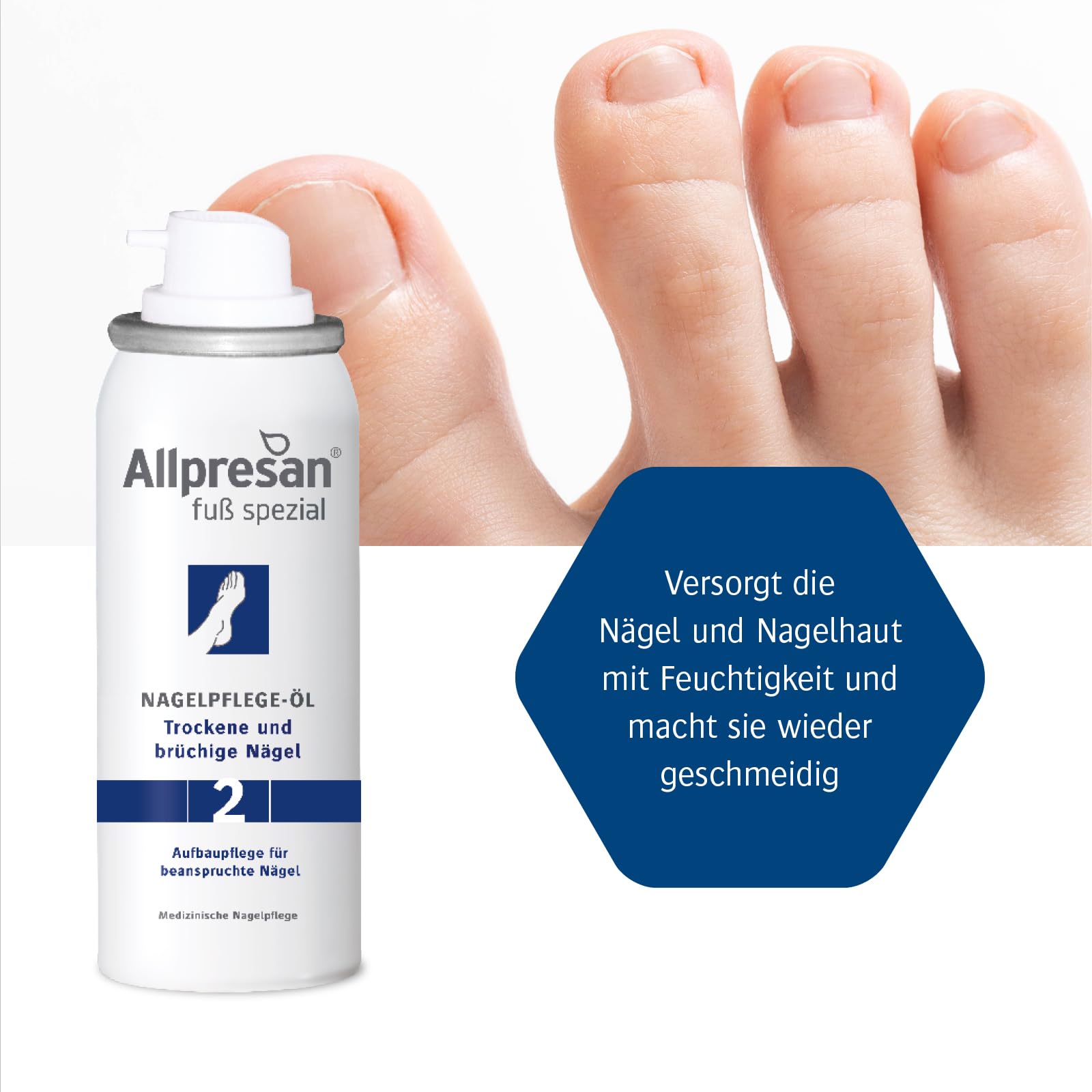 Allpresan Fuß Spezial Nr. 2 - Aceite para uñas sanas y cuidadas - Para el cuidado de uñas secas, cuidado de las uñas, 2 x 50 ml