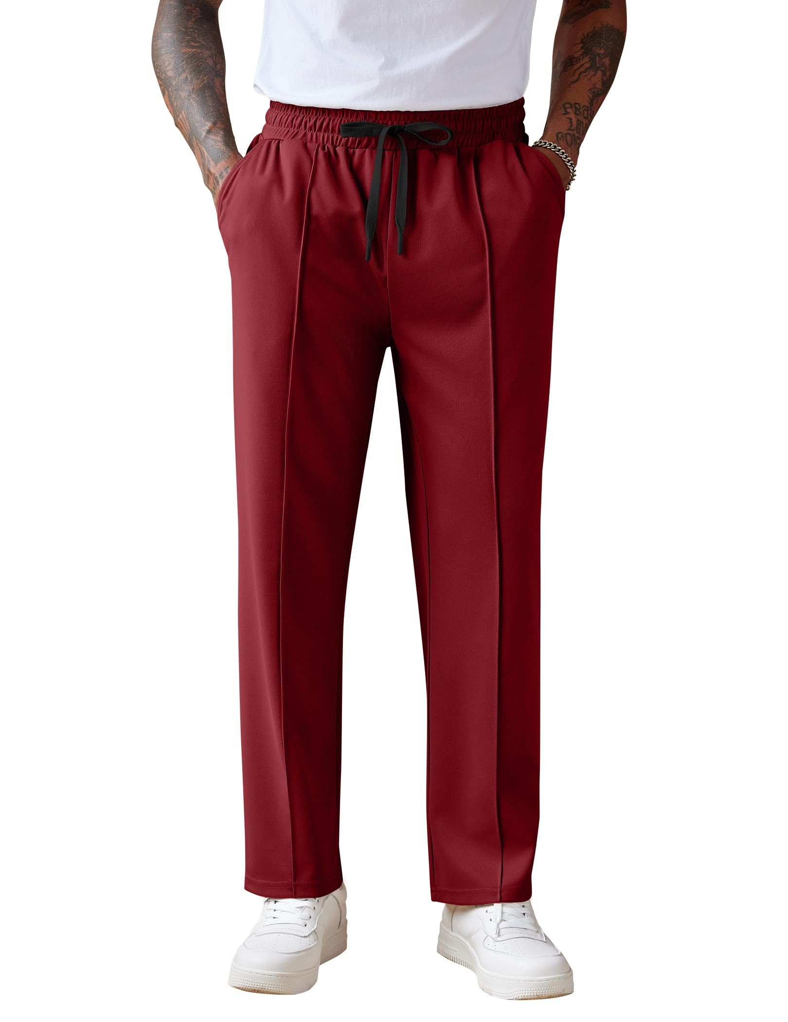 COOFANDY Mens Knit Sweatpants Lightweight Open Bottom Casual Pants Drawstring Jogger Yoga Pants with Pockets
