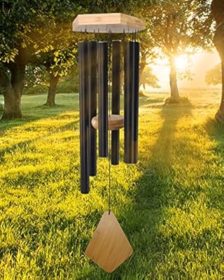 Howarmer Wind Chimes Outdoor Deep Tone, 30 Inches Wind Chimes Outdoor, Memorial Wind Chimes with Hook as Gifts for Mother's Day/Housewarming/Christmas, Patio, Garden, Yard, Home Decor. Black