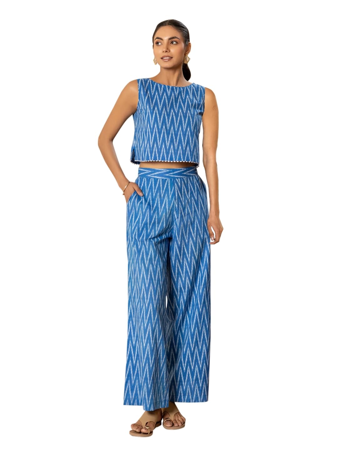 fiorra Women's Blue Printed Cotton Co-ord Set-picture-33