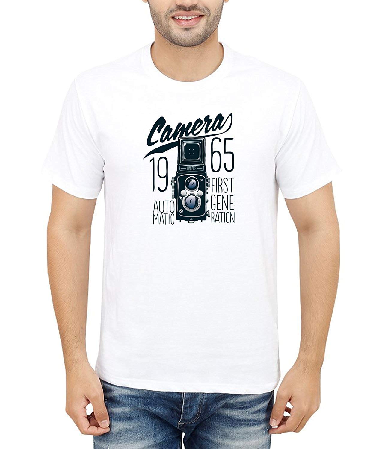 Double FBranded Round Neck Half Sleeve Camera 1965 Printed T-Shirts