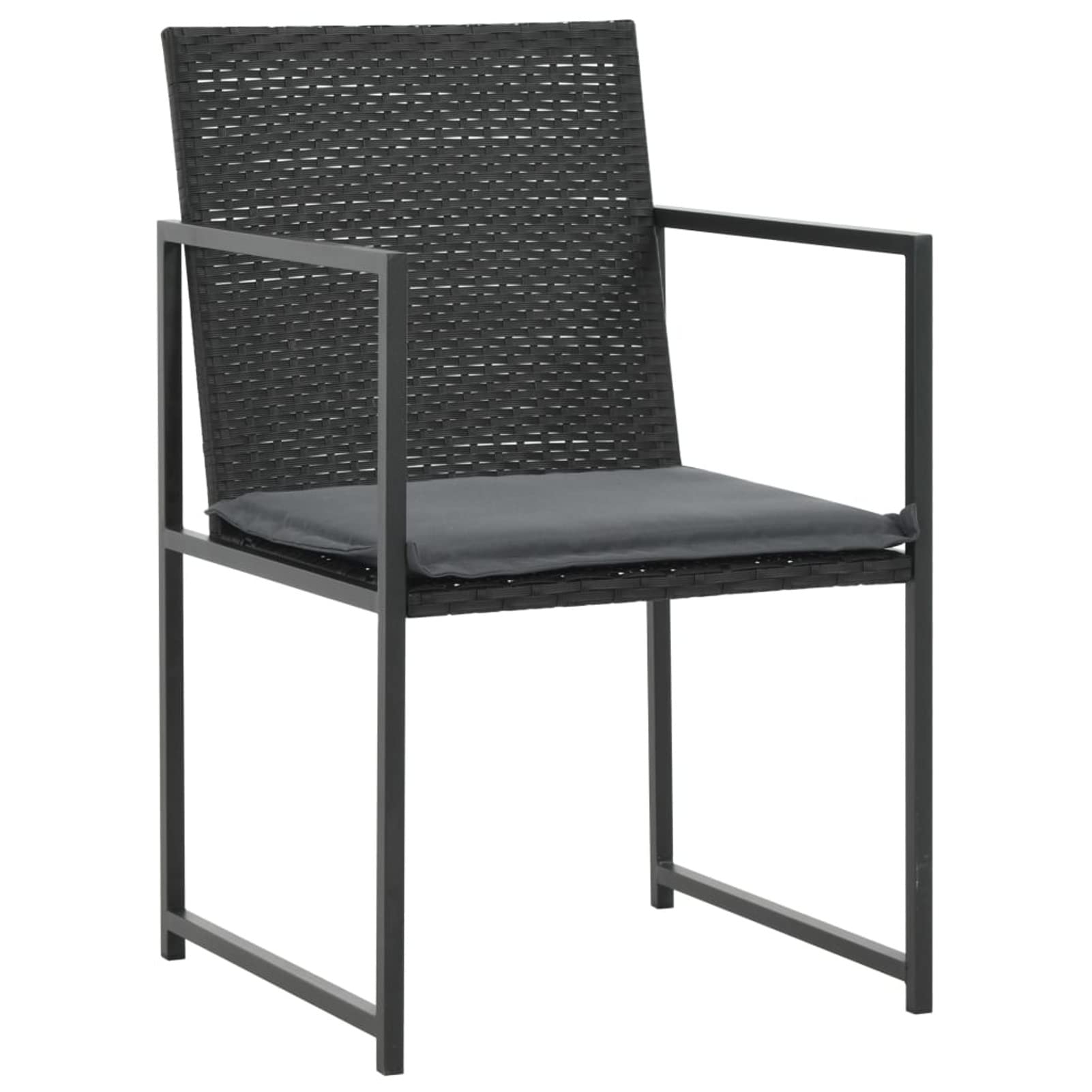 Gecheer Conjunto Mesa y Sillas Jardin de Ratán 7 pzas Muebles Jardin Exterior con Cojines,Set de Comedor de Jardín Mesa y Sillas Terraza Balcón,Muebles Salón Jardín Modular,Negro