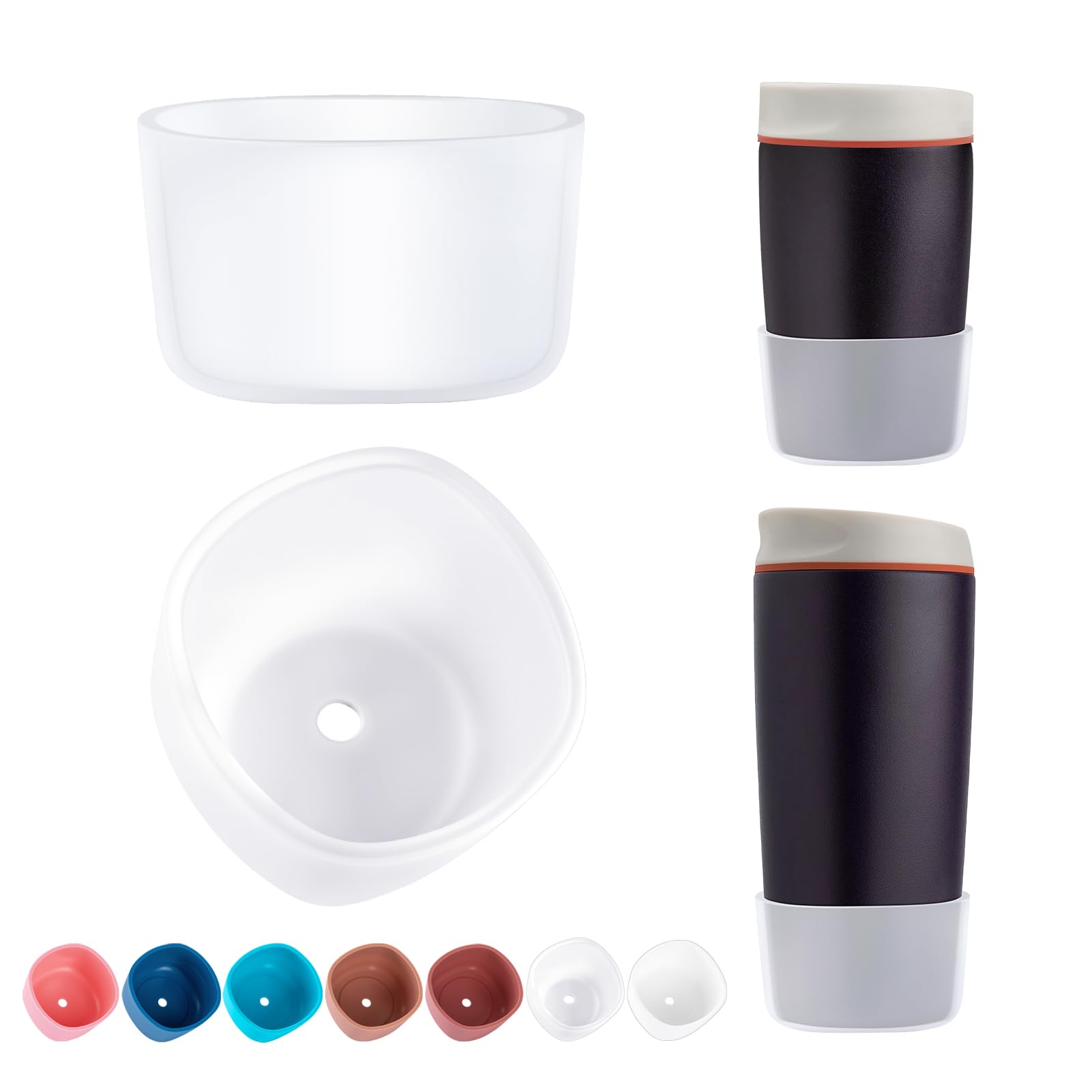 2pcs silicone boot for owala smoothsip slider coffee tumbler 12oz 20oz, anti-slip protective sleeve, bottom protector for travel coffee mug, cup tumblers accessories for owala'