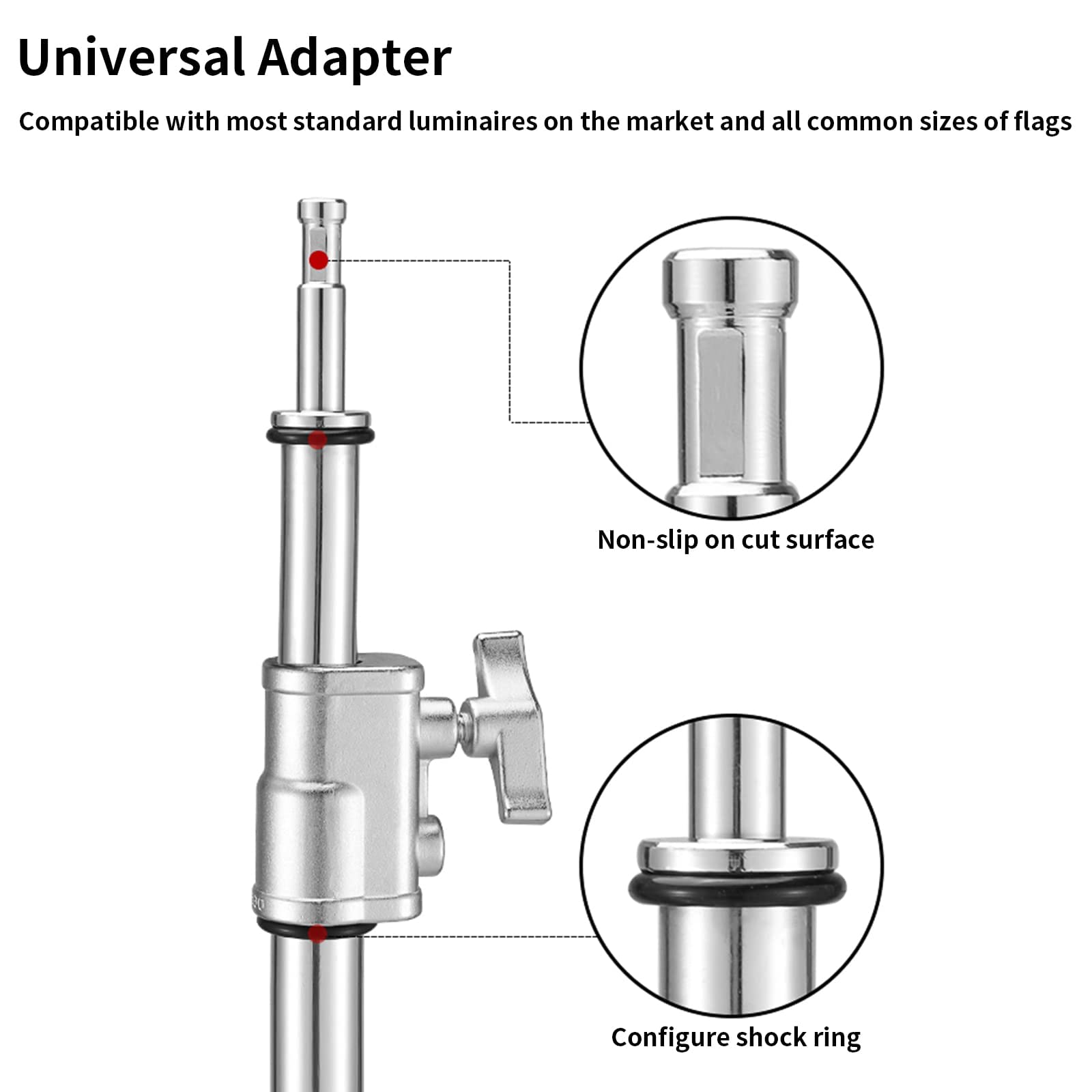 Braccio allungabile in acciaio inox per treppiede leggero e treppiede C, da 3,6 piedi a 8,2 piedi Braccio regolabile con sacchetto di sabbia per Studio Softbox Reflector