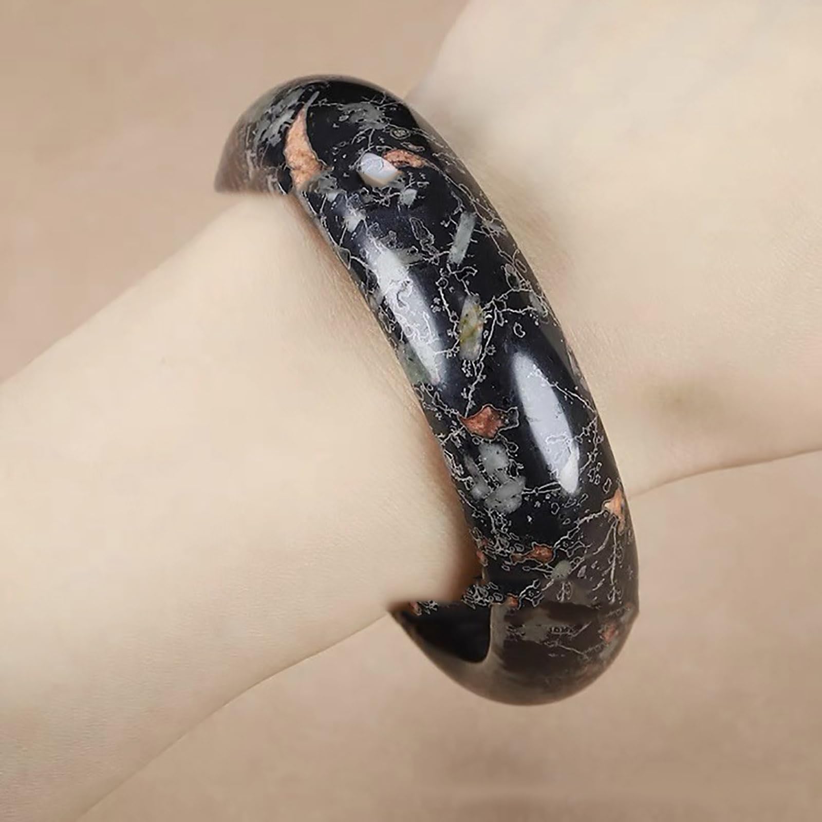 Fengshui - Braccialetto rigido da donna, in vera giada nera, regalo per moglie o mamma, certificato incluso, accessori con pietre naturali