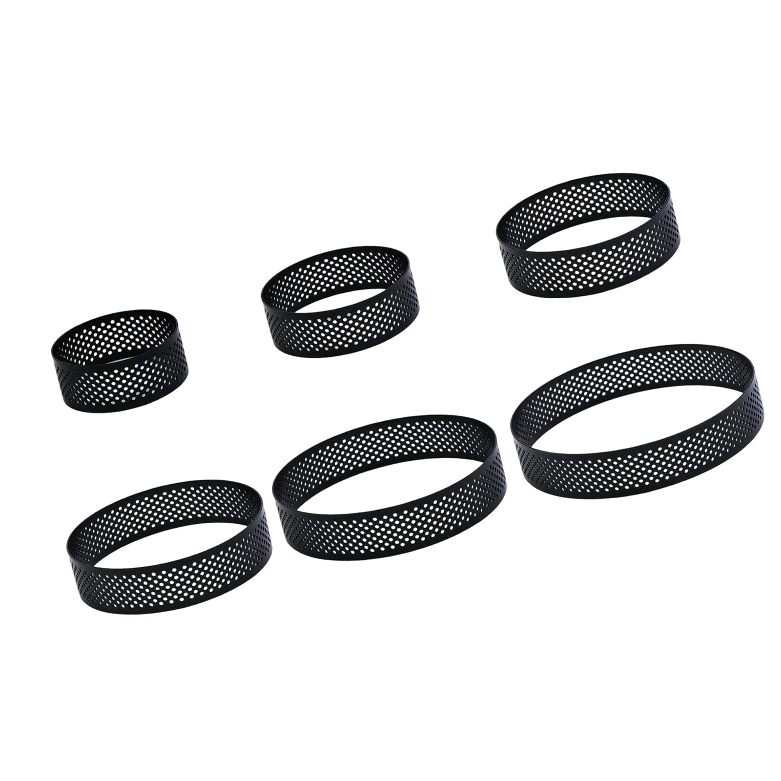 PANGBOER 6Pcs Nonrust Steel Tart Rings with Holes for Baking Mousses and Cheesecakes Home Baking Supplies