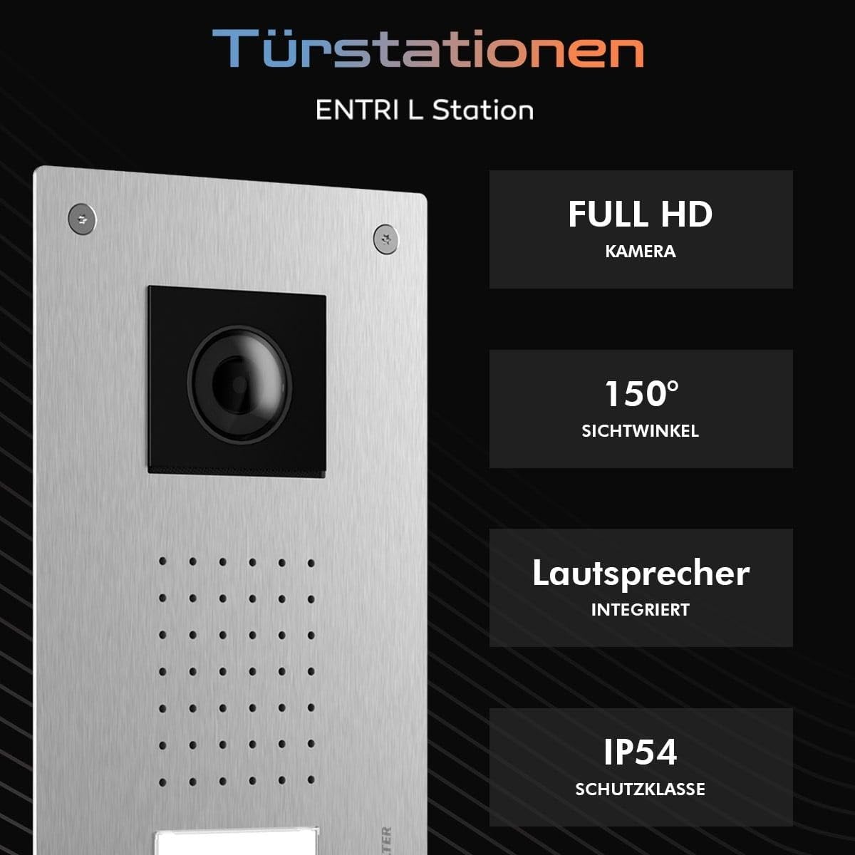 Balter ENTRI L Video Doorbell Unterputz Türklingel mit Kamera und 1x 7 Zoll Touchscreen HD WLAN Monitor, kabelgebunden Türsprechanlage mit Interkom WiFi Mobile App für 1 Familienhaus Set