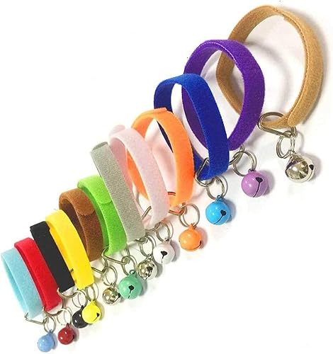 猫 首輪-12色セット 猫用首輪 犬用ベーシック首輪 ペット用識別首輪 子犬&子猫の識別 鈴付き マジックテープ付き 調節可能 脱着簡単 柔軟のナイロン L-10*350mm