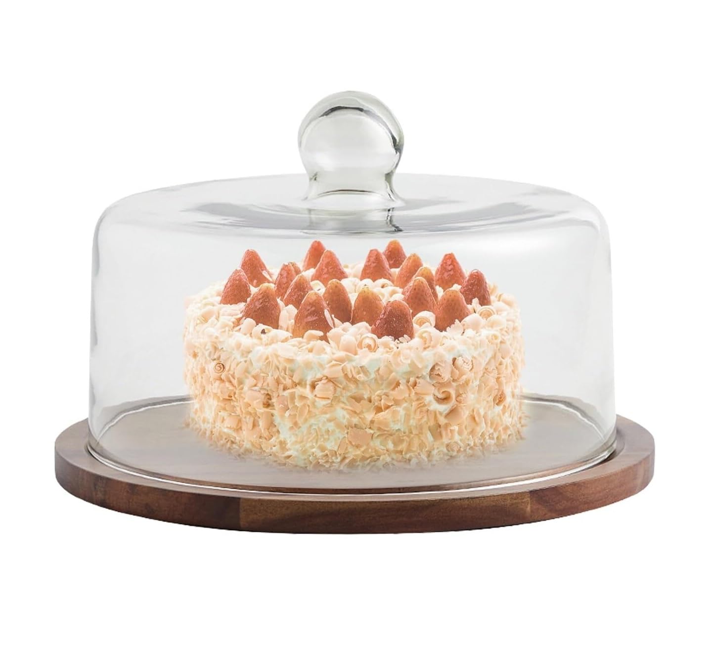 Soporte para Tartas Decoración Expositor De Tartas De Madera De Acacia con Tapa De Cristal (1 Unidad) Expositor Tartas