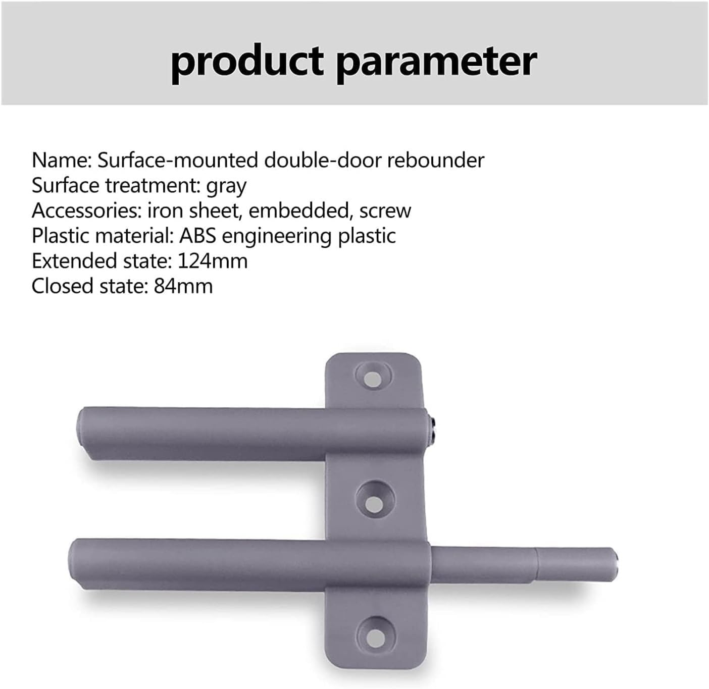 Cabinet Magnetic Push Latch, Cupboard Latch,2PCS Cabinet Touch Latches Mute for DualOpening(Gray 2)