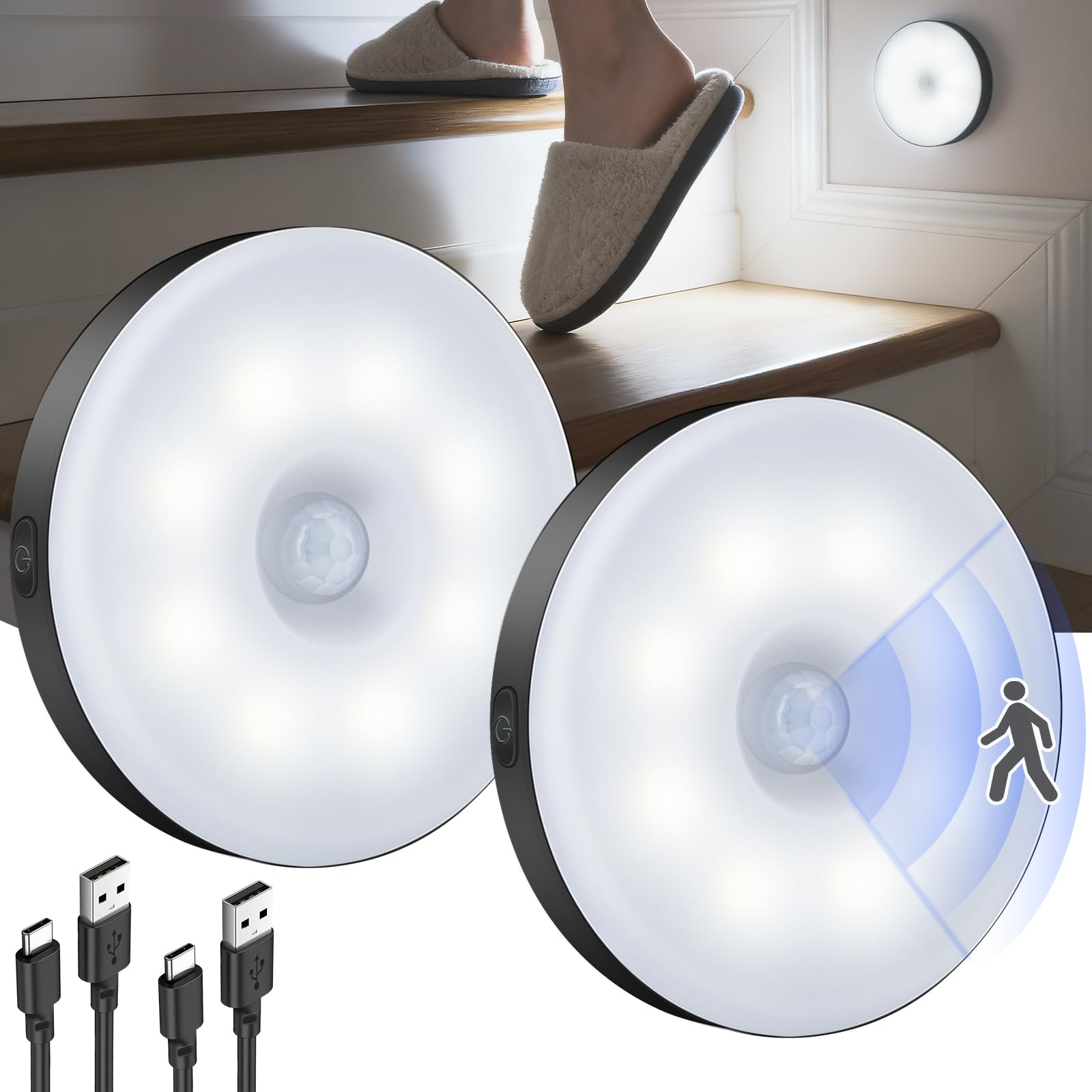 Motion Sensor Night Light 2 Pack LED Night Lights, Dusk to Dawn Motion Sensor for Bedroom, Bathroom, Toilet, Stairs, Kitchen, Hallway
