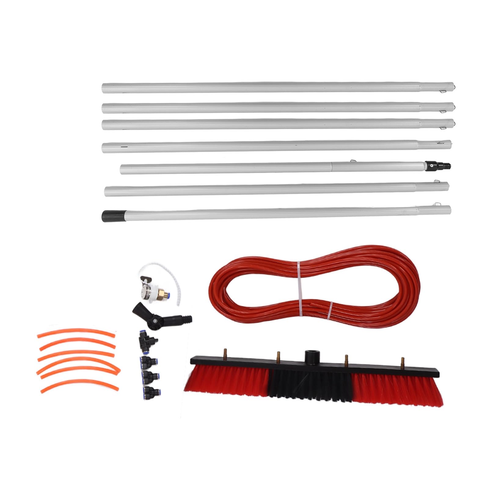 aqxreight Zestaw z tyczką Fed Brush Duty Duży Rozmiar Przenośna Myjnia Wysuwany środek Czyszczący System Paneli Słonecznych 6 M Słupek Plus 50 Cm Panele Szczotkowe i do Cl Zestaw z tyczką System (7m